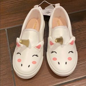 Toddler girls White unicorn slip on shoes
